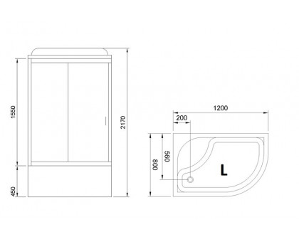 Душевая кабина Royal Bath RB 8120BK5-BТ 120х80 см, с прозрачными стеклами, левосторонняя