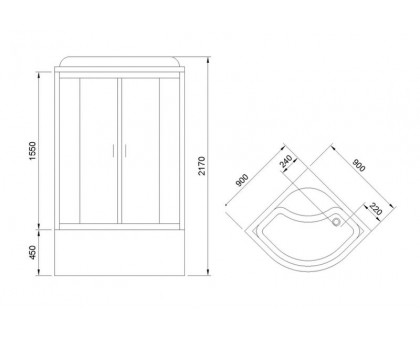 Душевая кабина Royal Bath RB 90BK1-T 90х90 см, с прозрачными стеклами