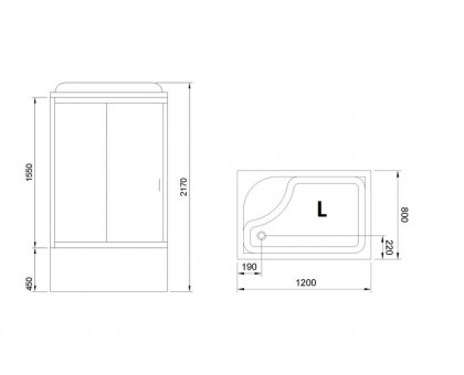 Душевая кабина Royal Bath RB 8120BP1-T 120х80 см, с прозрачными стеклами, левосторонняя