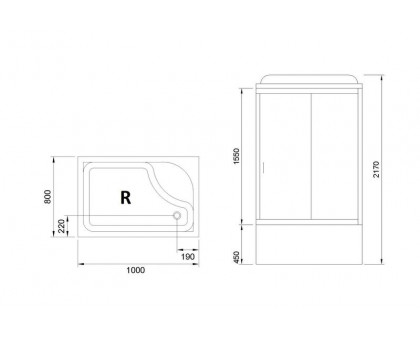 Душевая кабина Royal Bath RB 8100BP2-M 100х80 см, с матовыми стеклами, правосторонняя