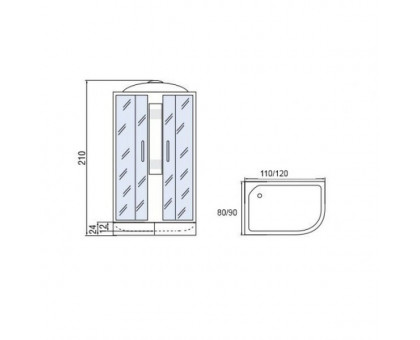 Душевая кабина Мономах 120/90/24 МЗ R  120х90х210, асимметричная