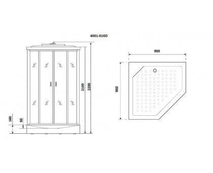 Душевая кабина Niagara Premium NG-6001-01GD 90х90 см