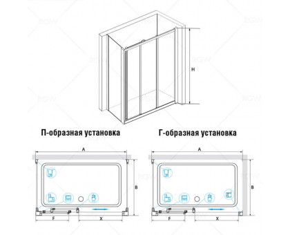 Душевой уголок RGW CL-40 (CL-11 + Z-050-1) 90х70, прозрачное стекло