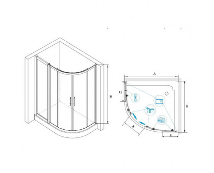 Душевой уголок RGW HO-61(HO-51 + Z-41) 90x120, прозрачное стекло
