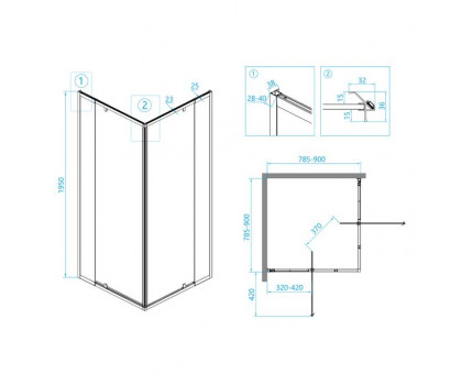 Душевой уголок RGW PA-38 90x90, прозрачное стекло