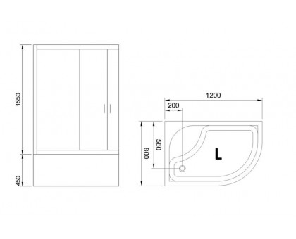 Душевой уголок Royal Bath RB 8120BK-T-CH 120х80 см, с прозрачными стеклами, левосторонний